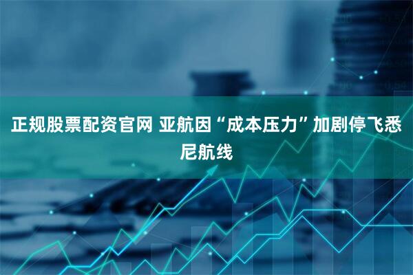 正规股票配资官网 亚航因“成本压力”加剧停飞悉尼航线
